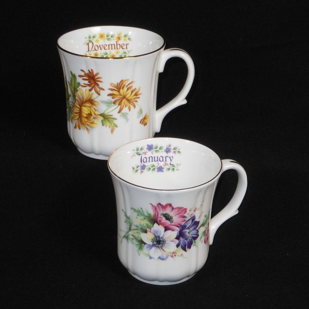 2 beautiful coffee mugs from Duchess monthly flower series